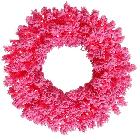 180t flocked vickerman fir wreath pink