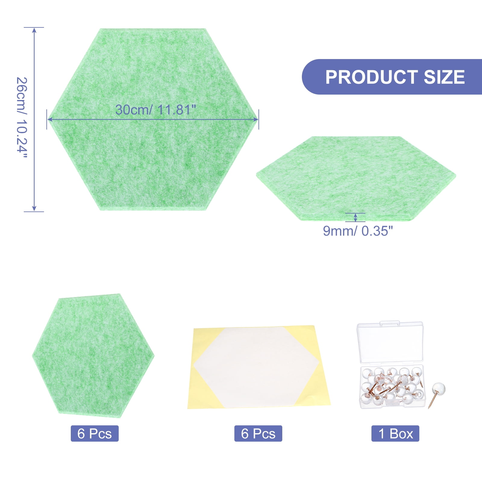 Hexagon Acoustic Panels B1 Fireproof Soundproof Foam Panels with 30 Push Pins(Light Green)