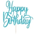 thumbnail image 2 of Decoración para tartas FLORCMET, hecha a mano, con purpurina, de feliz cumpleaños, azul, 2 of 8