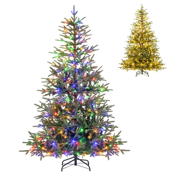 6FT Pre-Lit Artificial Christmas Tree w/250 LED Lights 11 Modes 530 Branch Tips