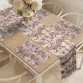 thumbnail image 2 of Ambesonne Eiffel Table Runner & Placemats, Retro Landmark, Placemat 4 pcs + Runner 12"x90", Pale Salmon Black White, 2 of 2