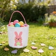 thumbnail image 4 of Pink Easter Rabbit Canvas Tote Bag For Egg Hunt Candy Storage Shopping 15X12X4Inch, 4 of 6