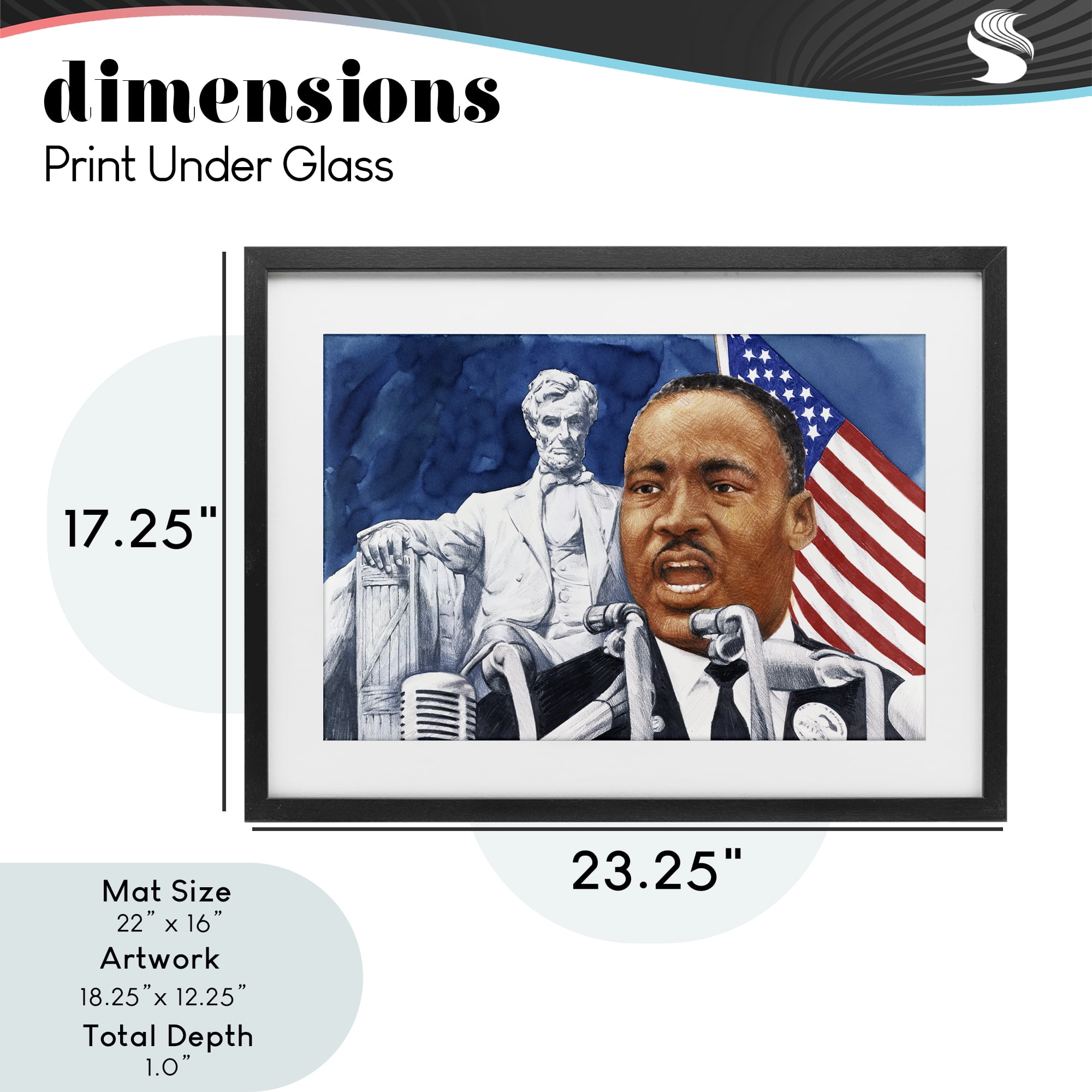 1960s American Speech Portrait Black Framed Print Under Glass, design by Wind River Studios