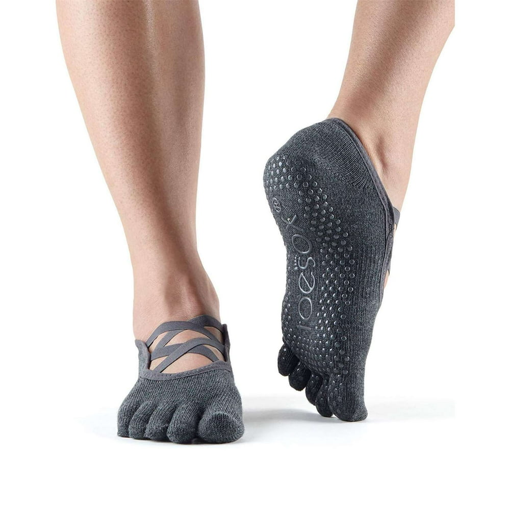 Toesox Womens Athletic Elle Full Toe Grip Low Cut Yoga Socks Walmart