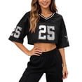 thumbnail image 3 of WEIWEN Shirts for Women Hop V Neck Crop Tops Streetwear Short Sleeve Mesh Number Graphic Tees for Women Football Soccer T Shirts Going Out Tshirts Black, XL, 3 of 6