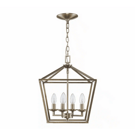 

Weyburn 4-Light Brushed Brass Caged Farmhouse Chandelier for Dining Room Lantern Kitchen Light