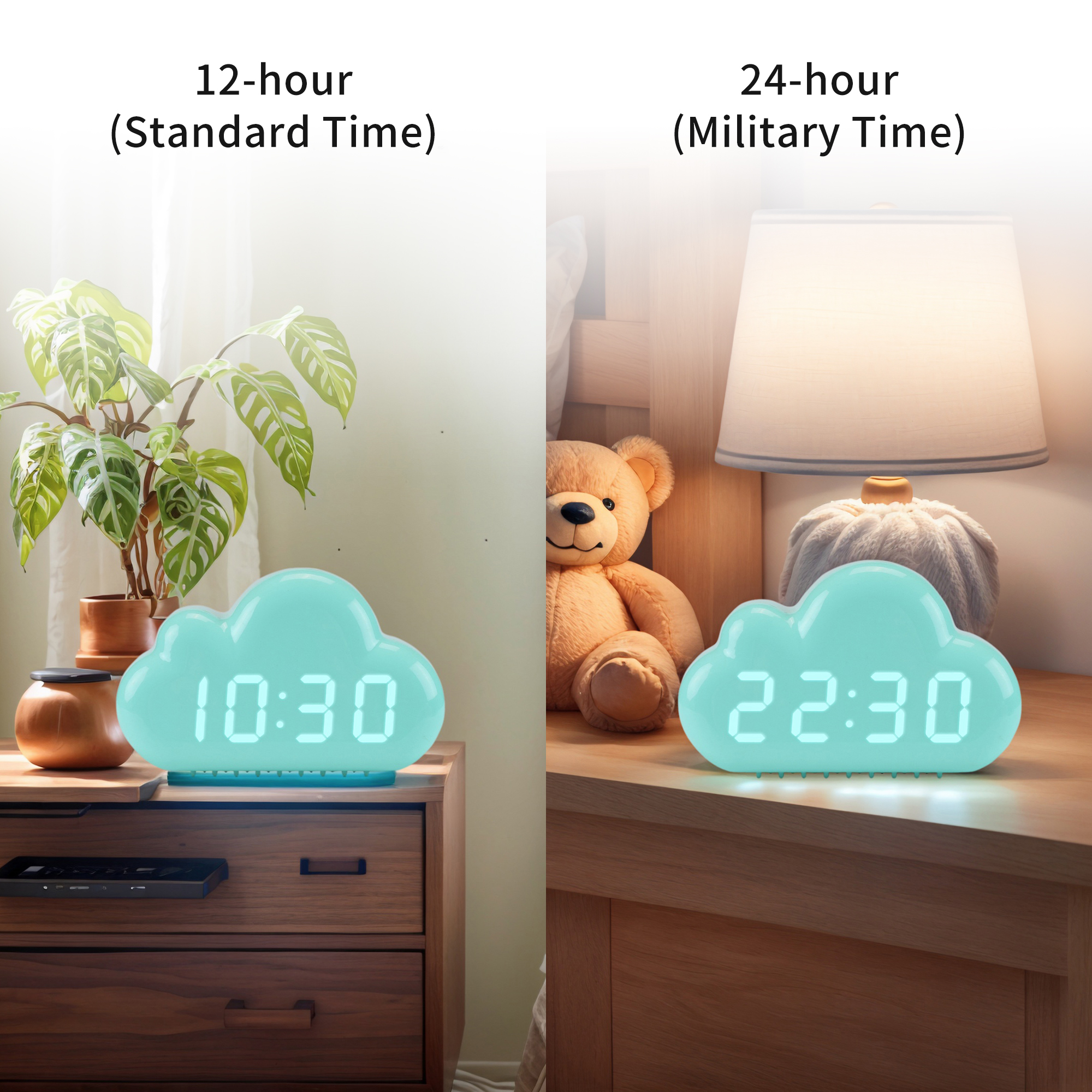 Unique Bargains Cloud Design Adjustable Brightness Alarm Clock Blue 5.9"L x 1.6"W x 3.5"H