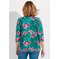 thumbnail image 2 of Woman Within Plus Size Perfect Printed Three-Quarter Sleeve V-Neck Tee, 2 of 6