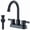Matte Black-with Drain, variant on Bathroom Sink Faucet 3 Hole 2-Handle Centerset Vanity Mixer Taps W/ Drain