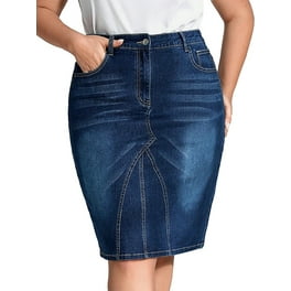 Plain Slit Blue Plus Size Denim Skirts Walmart