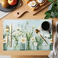 thumbnail image 2 of Spring Floral Placemats Set of 8 Summer Daisy Tulip Flowers Vases Place Mats Indoor Wipeable Table Mats Washable Cloth Dining Table Placemats for Kitchen Holiday Party Home Decor 13x19 Inch, 2 of 9