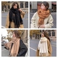 thumbnail image 3 of Women's Oversized Solid Polyester Shawl Wrap for Winter, Warm Versatile Shoulder Blanket Scarf with Tassels, 70" x 27" Inches, 3 of 8
