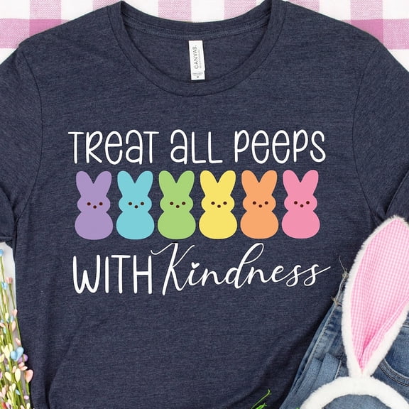 Treat All Peeps With Kindness Shirt, Teachers Egg Day Shirt, Egg Day Gift Teacher, Teachers Egg Day Day Outfit, Teacher Bunny Shirt Gift NAVY Unisex S-5XL Hot Trending Shirt, Vintage Birthday Gift