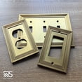 thumbnail image 5 of Rio Salto Estate Collection Brushed Brass Gold Double Rocker 2-Gang 5" x 5" Midsize Metal Light Switch Cover Outlet Cover Decorative Wall Plates Luxury Home Hardware, 5 of 9