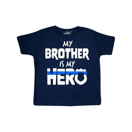 

Inktastic My Brother is my Hero Police Officer Family Gift Toddler Boy or Toddler Girl T-Shirt