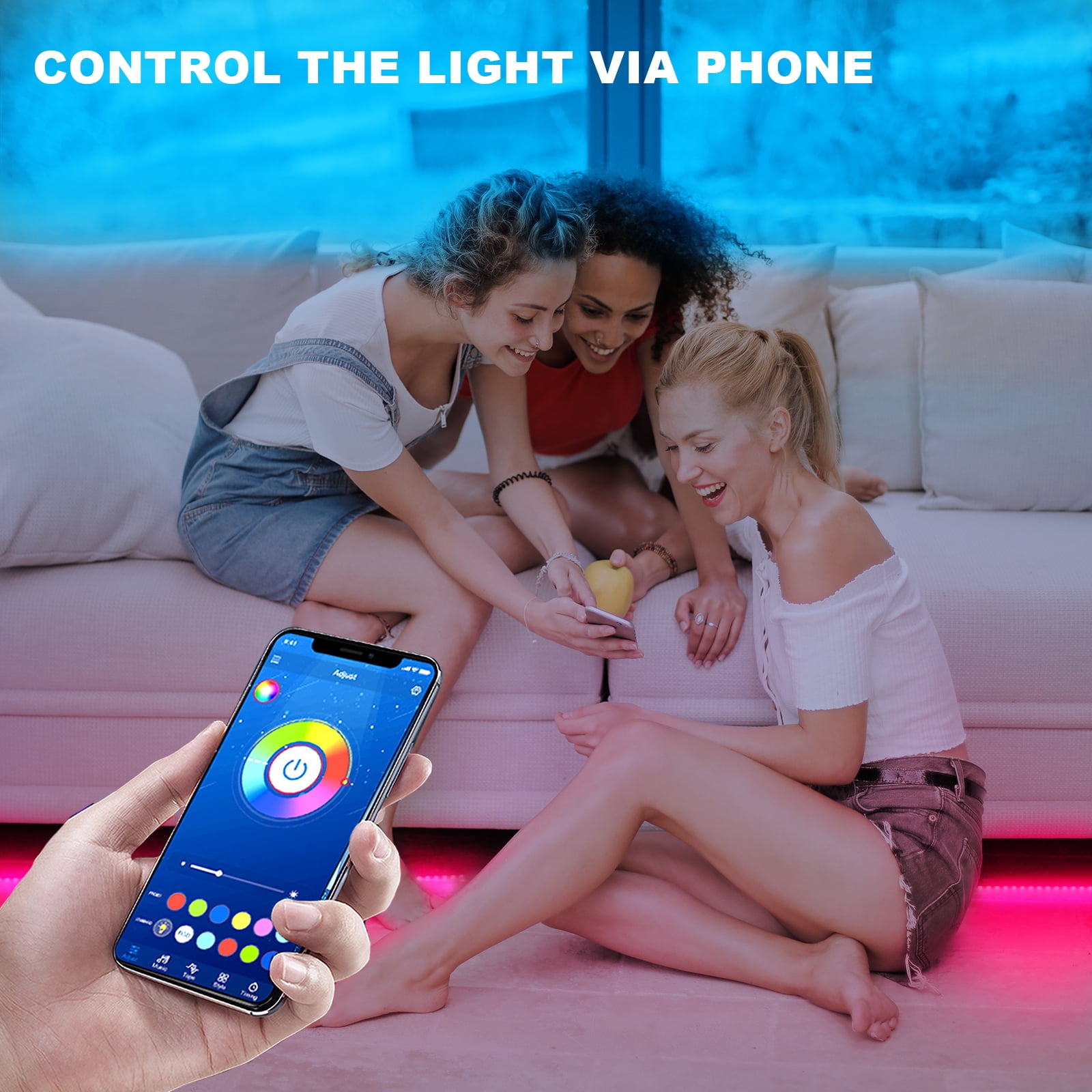 DAYBETTER Led Strip Light, 65.6ft App Remote Control Color Changing with Music Sync for Home Decor(2 Rolls of 32.8ft)