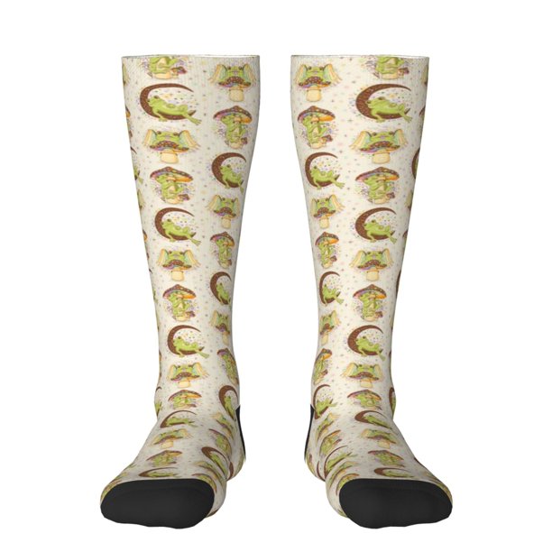 Fotbe Frogs Calcetas Divertidas Estampadas para Hombre y Mujer, Calcetas de Algodón hasta la Rodilla para Caminar, Correr, Enfermería y Embarazo