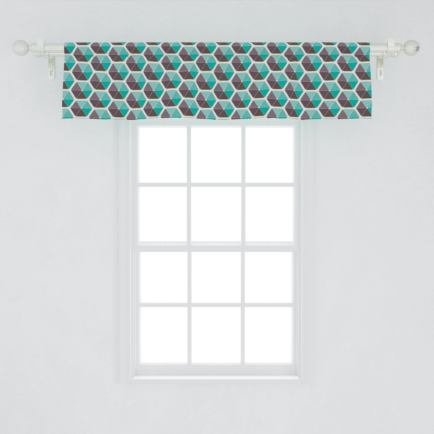 Brown And Turquoise Window Valance Geometric Themed Abstract Pattern Of Hexagons With Triangles Curtain Valance For Kitchen Bedroom Decor With Rod Pocket By Ambesonne Walmart Com Walmart Com