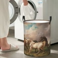 thumbnail image 4 of Goofa Three Horses Oil Painting Printed Circular Hamper,Laundry Basket with Handles,Storage Baskets Foldable,Large Capacity Laundry Hamper-Medium, 4 of 8