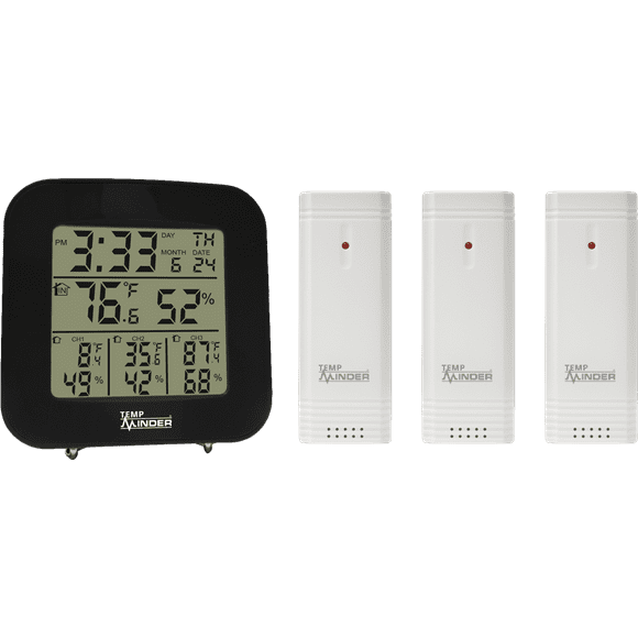 Minder Research Station Météo TM22250VP TempMinder; Utilisé pour Réfrigérateur / Congélateur / Compartiment / Sous-Sol / Sécurité Thermique / Surveillance Extérieure et Alarmes d'Humidité; Numérique; Affichage LCD