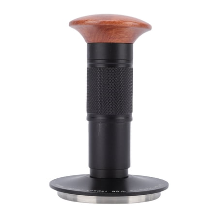 M Buder Barista 58mm Espresso Coffee Tamper Auto Rebound Spring Press with Walnut Wood Handle & Stainless Steel Flat Base Ground Coffee Tamper Tool Set, 2.3 inches / 58 mm