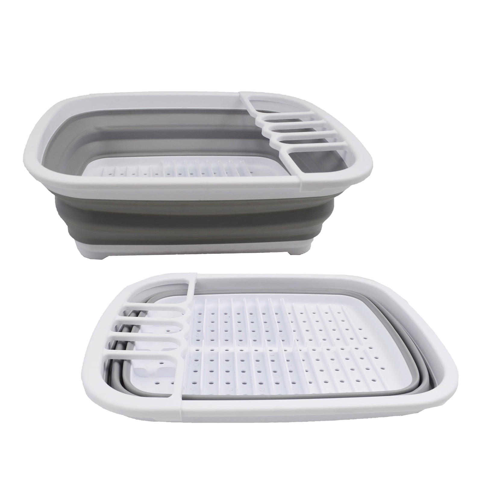 SAMMART 8L (2.11Gallons) Collapsible Plastic Dish Drainer - Foldable Drying Rack - Portable Dinnerware Organizer - Space Saving