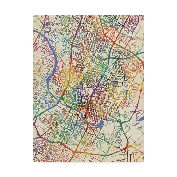 Trademark Fine Art 'Austin Texas City Map III' Canvas Art by Michael Tompsett