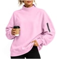 thumbnail image 3 of Tqcoqu Mock Neck Sweatshirt For Women,Long Sleeve Loose Fit Casual Pullover Top With Side Zipper Pockets, 3 of 8