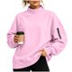 thumbnail image 2 of Hfnxid Womens Sweatshirts Loose Fit Stand Collar Long Sleeve Tops with Pocket Solid Color Casual Pullover Pink,L, 2 of 8