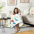 thumbnail image 4 of Wearable Blanket,White Cartoon Dinosaurs Bones Leaves Pattern Hooded Wearable Flannel Blanket for Adults & Teens,Winter Poncho Shawl Wrap Cape Cozy Anti-Pill,60"x80", 4 of 5