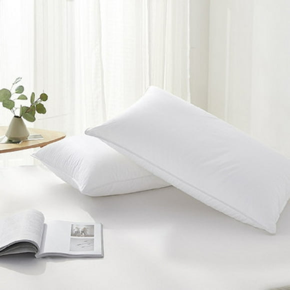 Highland Feather Oreiller en Duvet Blanc Européen, Pouvoir de Gonflement 800, Enveloppe en Pur Coton 700 Tc, Brodé, Doux et Confortable, Soutien Moyen, Format Très Grand, 22 oz, un Oreiller