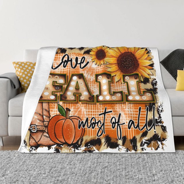 Balery I Love Fall Most Of All Manta de Franela con Dibujo, Lujo Ultra Suave y Cálido, Antipelusa y Resistente a las Arrugas para Cama, Sofá, Camping -50"x40"