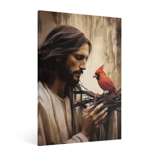 Vintage Jesus Canvas Wall Art Paint Framed, Jesus Pictures Canvas Print Posters Wall Decor, Christian Christmas Wall Art Home Decor for Living & Prayer Room Bedroom Wall Decor Framed