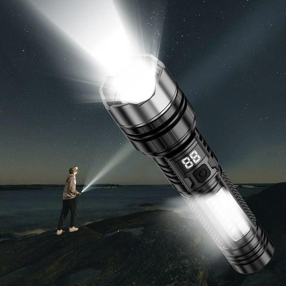 Rechargeable Flashlight, High Lumens Super Bright, 5 Modes (High/Low/Strobe/Sidelight), Adjustable Focus, USB Charging, Waterproof, Camping/Hiking/Emergency Light