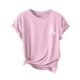 thumbnail image 4 of Caner Shirts for Women Pink Ribbon Graphic Short Sleeve Crewneck Tops Cancer Awareness Inspirational Casual Tees A011-Pink XL, 4 of 4