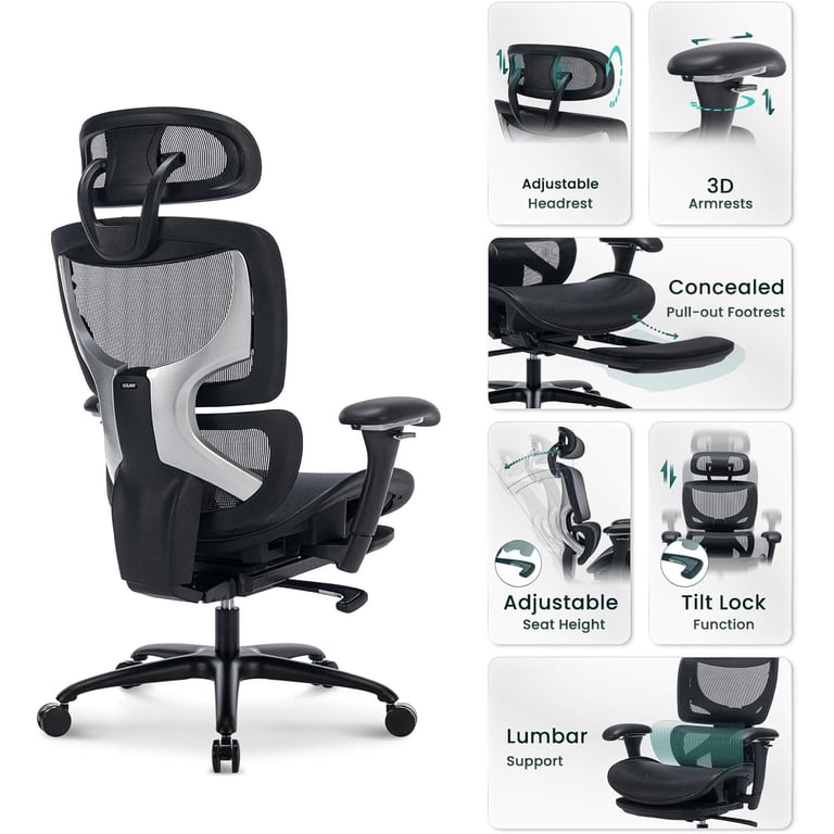 COLAMY AERIX Futuristic Mesh Ergonomic Office Chair, Black