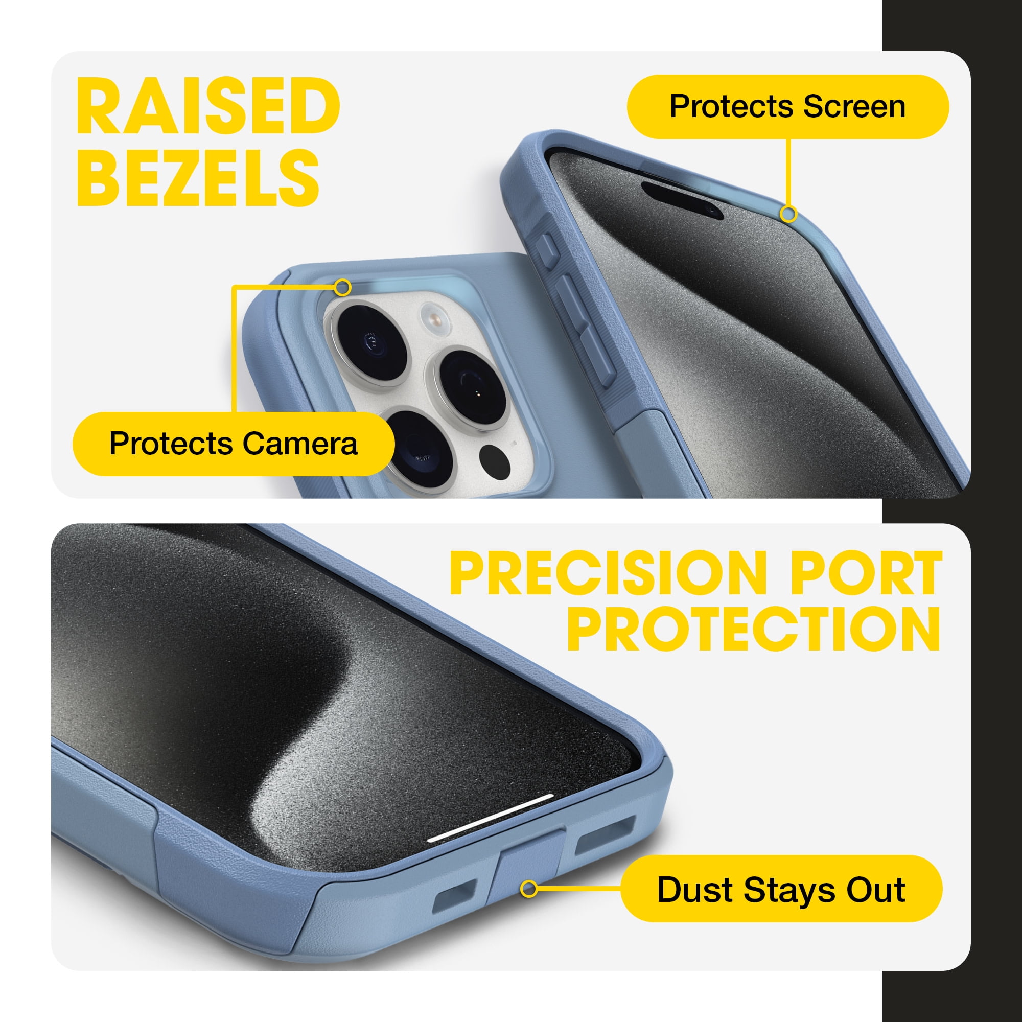 OtterBox iPhone 15 Pro Commuter Series Case - MagSafe Edition - Blue, Slim & Tough, Pocket-Friendly, with Port Protection - Crisp Denim
