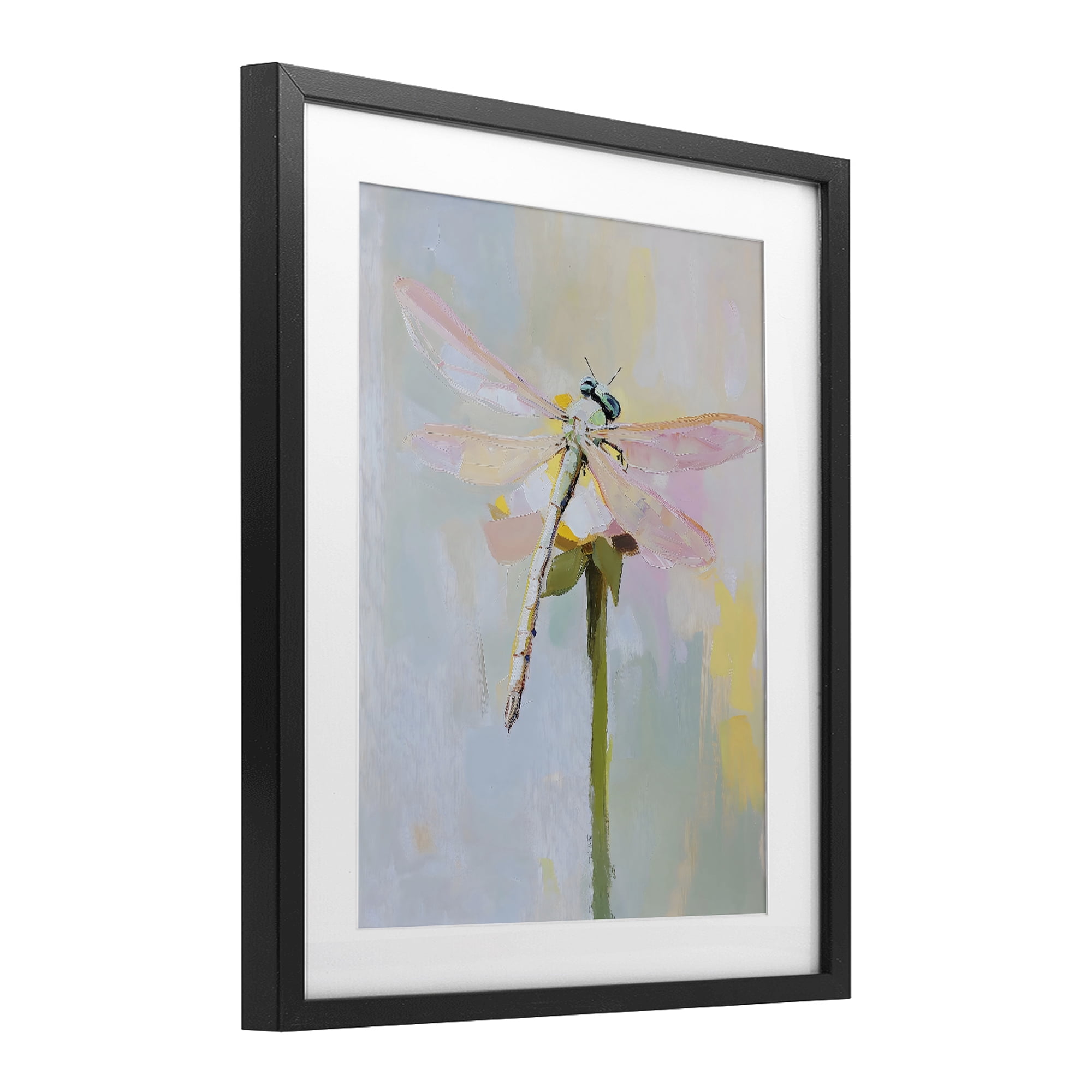 Stupell Industries Pastel Dragonfly Landing Black Framed Print Under Glass, design by The Prints Vibe