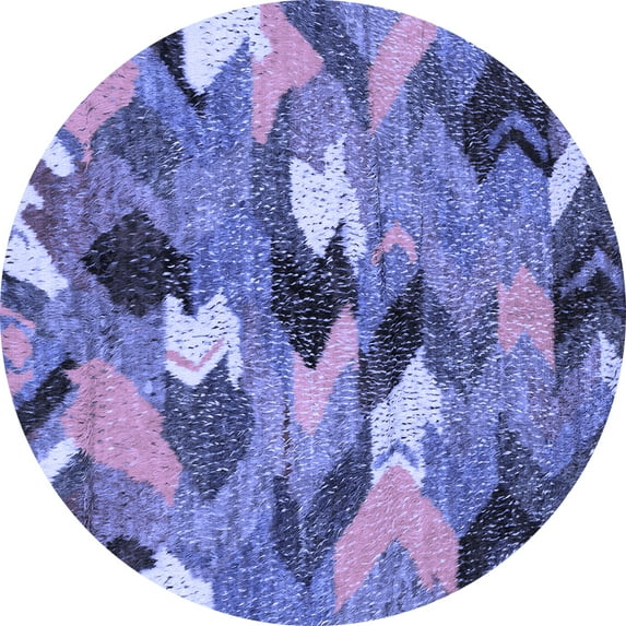 Ahgly Company Indoor Round Abstract Blue Modern Area Rugs, 4' Round