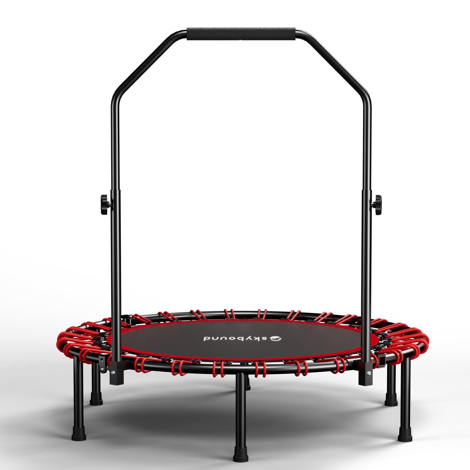 SkyBound Foldable Mini Trampoline Fitness Rebounder Quiet Bungees U-Shape Adjustable Foam Handle