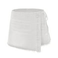 thumbnail image 4 of yueewhu Womens Denim Shorts Skorts Y2k Side Tie-up Bow High Waist Asymmetrical Frayed Hem Denim Shorts Wrap Jean Mini Skirt (White, L), 4 of 5