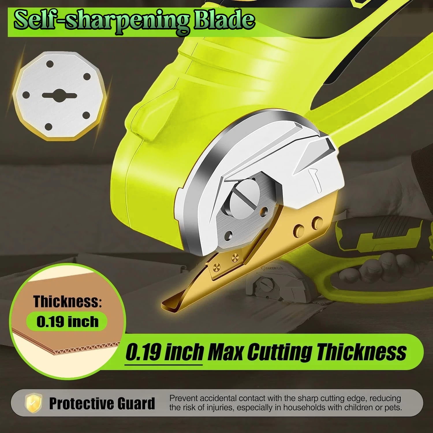 Teblint Cordless Electric Scissors, 4V Rechargeable Cardboard Box Cutter with Safety Lock & LED Light, Power Rotary Cutter for Fabric Carpet Leather