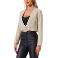 thumbnail image 4 of INSPIRE CHIC Fringe Blazer Jacket for Women's Long Sleeve Single Button Lapel Cocktail Party Jacket XS Apricot, 4 of 6
