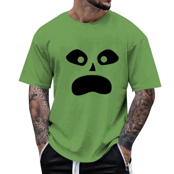 Men's Halloween Print T Shirt Short Sleeve Graphic Tee Casual Comfortable Top for Daily Wear