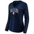 thumbnail image 2 of Women's Navy Memphis Grizzlies Banner Wave V-Neck Long Sleeve T-Shirt, 2 of 3