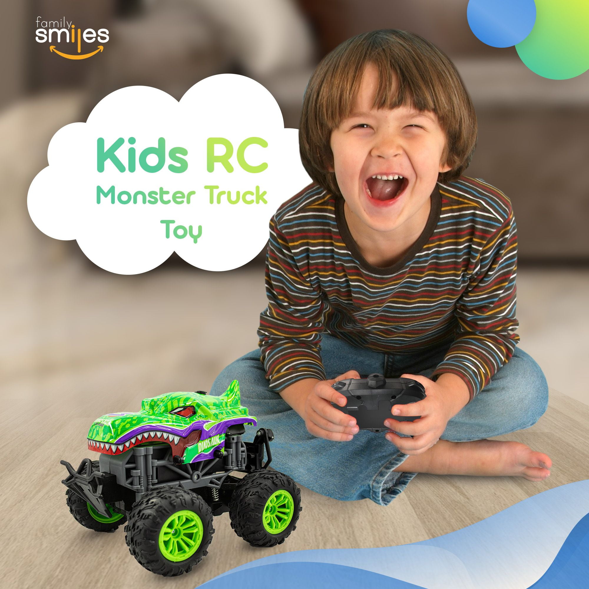 Family Smiles Kids RC Dinosaur Monster Truck Toy Water Spray