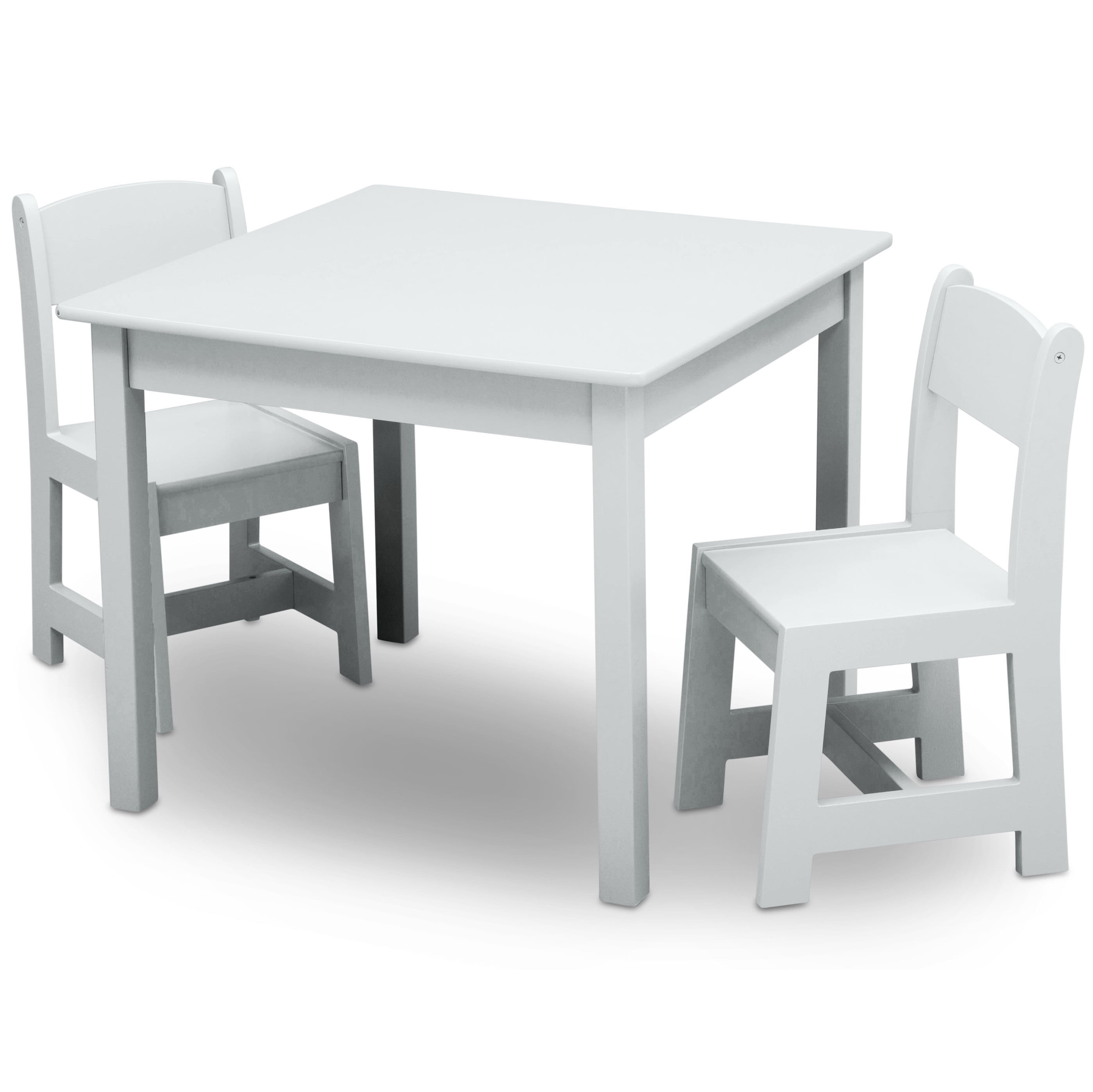 Delta Children MySize Kids Wood Table and Chair Set (2 Chairs Included) -  Greenguard Gold Certified, Bianca White