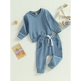thumbnail image 3 of Loicainy Baby Toddler Boy Girl Solid Color Clothes Set, 6 12 18 24 Months 2T 3T Long Sleeve Crew Neck Sweatshirt with Elastic Waist Sweatpants Infant Outfits, 3 of 9
