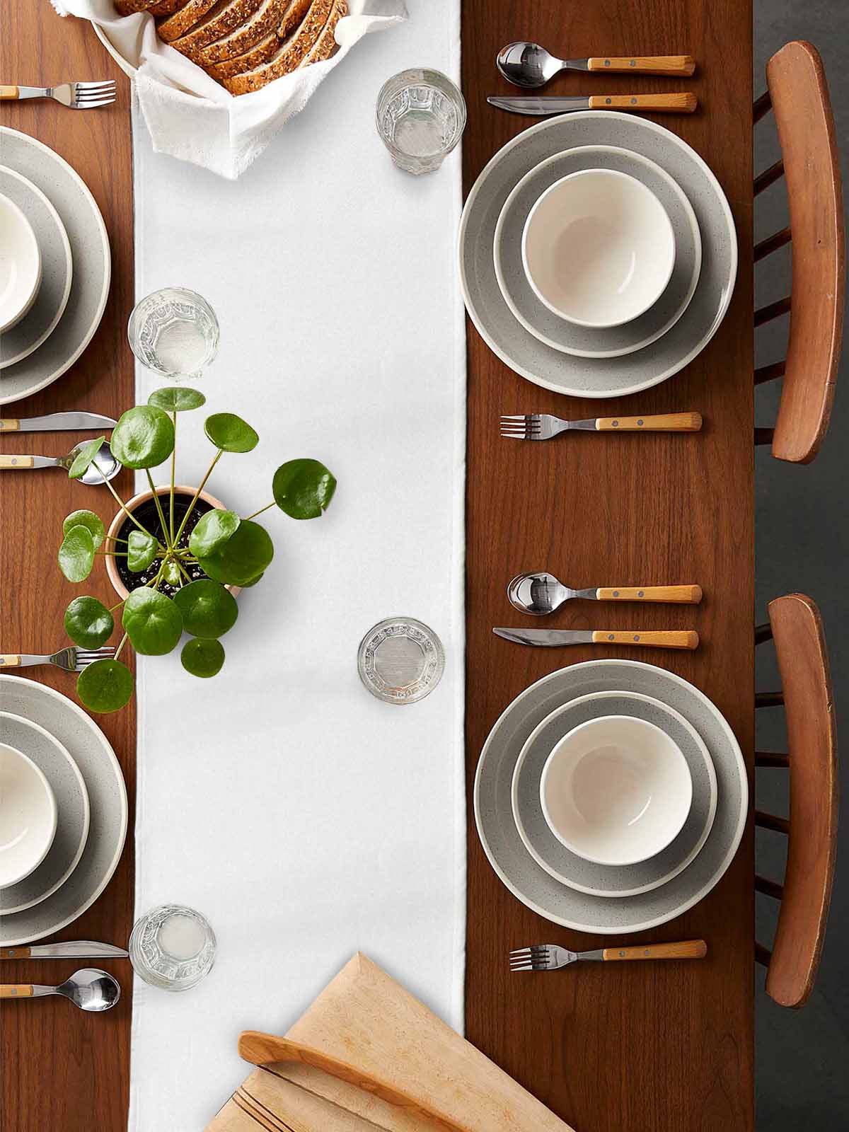 nqOlkjepod White Table Runner 90 Inches Long Farmhouse Dress Scarves, Pure White Solid Color Simple Minimalism Art Dining Tablerunner for Coffee Table/Kitchen Island/Party Décor, 13" x 90"