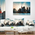 thumbnail image 3 of Designart Manhattan Skyline at Bright Sunset - Throw Pillow - 16x16, 3 of 4